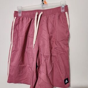 Adidas Swim Shorts Size Small Dust Pink Color Elastic Waist With Pockets